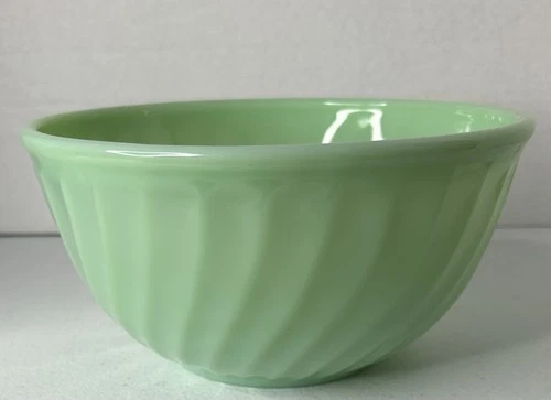 Vintage Fire King Green Jadeite Swirl 8" Mixing Bowl Marked