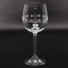 Flower Etched Crystal Wine Goblet Glass 7 3/4" Vintage 