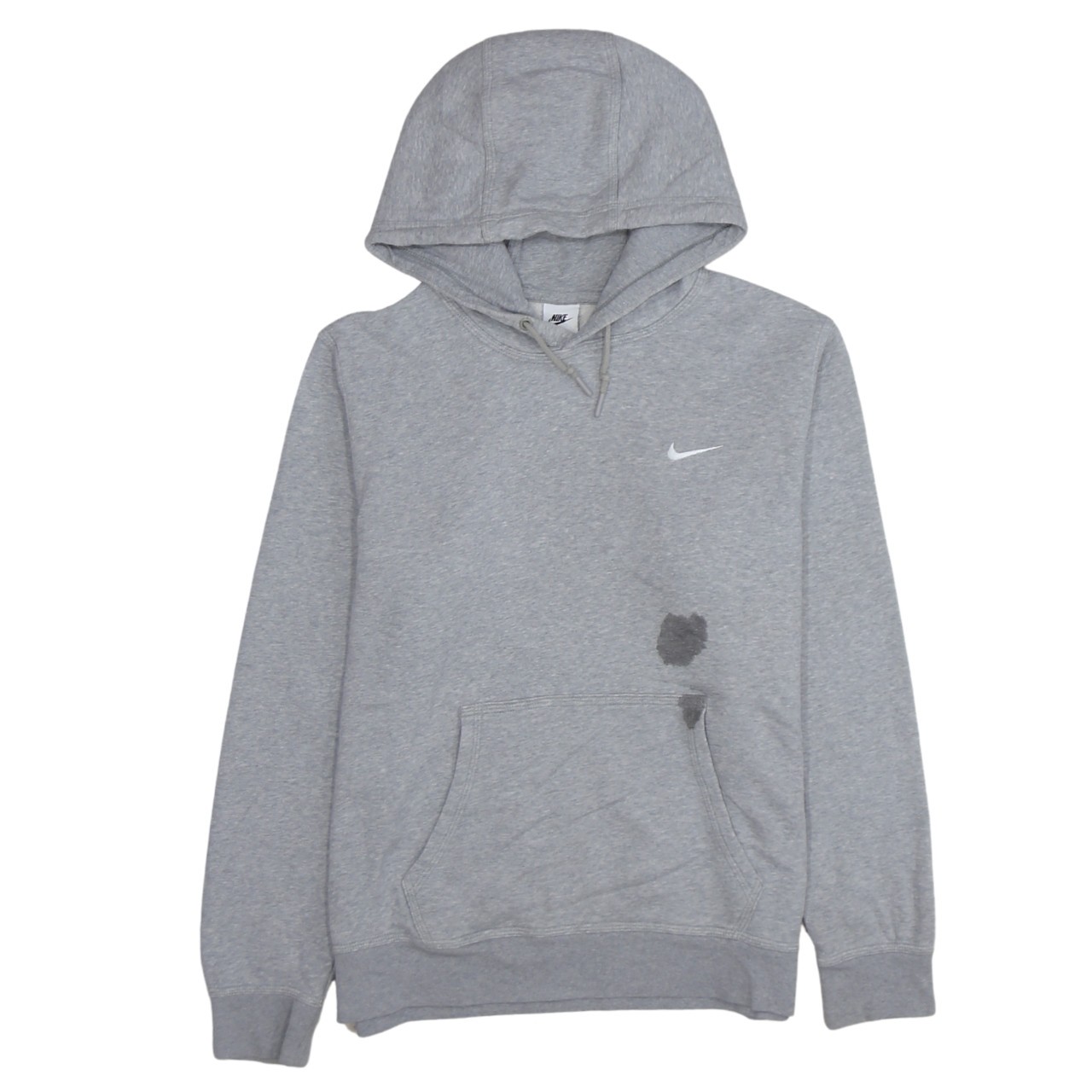 Nike Mens Hoodie Grey Fleece Pullover Embroidered Swoosh Kangaroo Front Pocket L