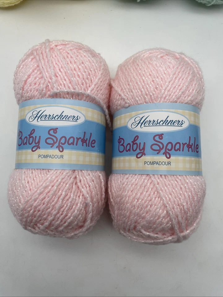 Lote de 8 PAQUETE de hilos brillantes para bebé Herrschners - Rosa, azul, verde, amarillo - NUEVO Foto 4 de 4