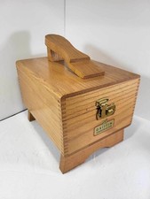 Vintage Griffin Shinemaster Oak Wood Dovetail Shoe Shine Box w/ Polish  Brushes
