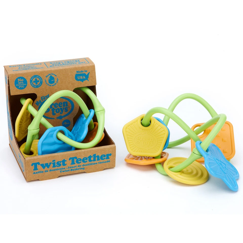 Green Toys: Twist Teether Pastel Baby Ring & Shapes - Image 4 of 4