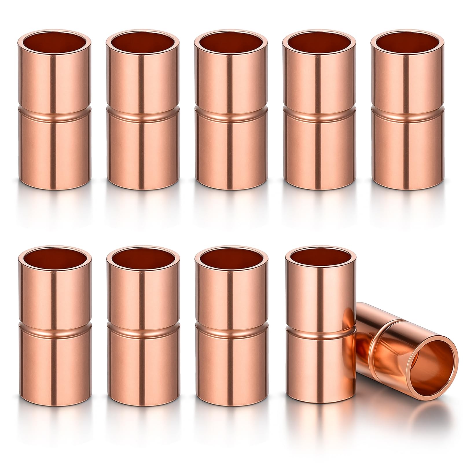 10 Pcs Straight Copper Fittings 1/4 Inch Copper Pipe Welding Joint Pipe Coupl...