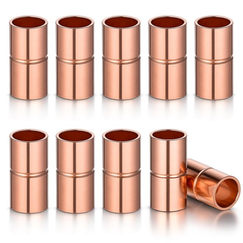 10 Pcs Straight Copper Fittings 1/4 Inch Copper Pipe Welding Joint Pipe Coupl...
