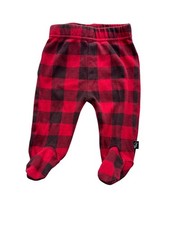 Buffalo Plaid Red & Black Footed Baby Pants By Mini Heroes NB #9207