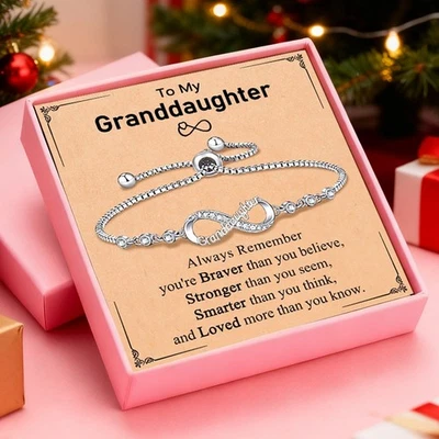 To My Granddaughter Infinity Bracelet Birthday Christmas Gift with Card & Box UK