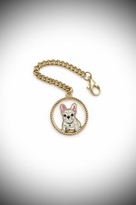 French Bulldog Keychain with Gold-Tone Chain