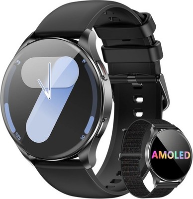 Smartwatch Herren Damen, AMOLED-Bildschirm, Virtuelle Always-On-Uhr für Android