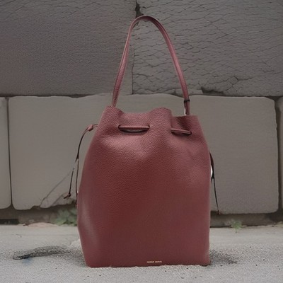 AUTH $795 NWT Mansur Gavriel LG Everyday Cabas Leather Drawstring Bucket Bag