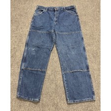 Dickies Jeans Men's 38x30 Double Knees Cotton Light Wash Workwear Blue