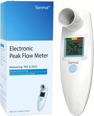 Sonmol Digital Peak Flow Meter Spirometer Asthma COPD for Adult Kids...