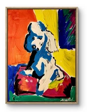 Original Art Poodle 14x11 Unique Abstract Expressionism Wall Art Canvas