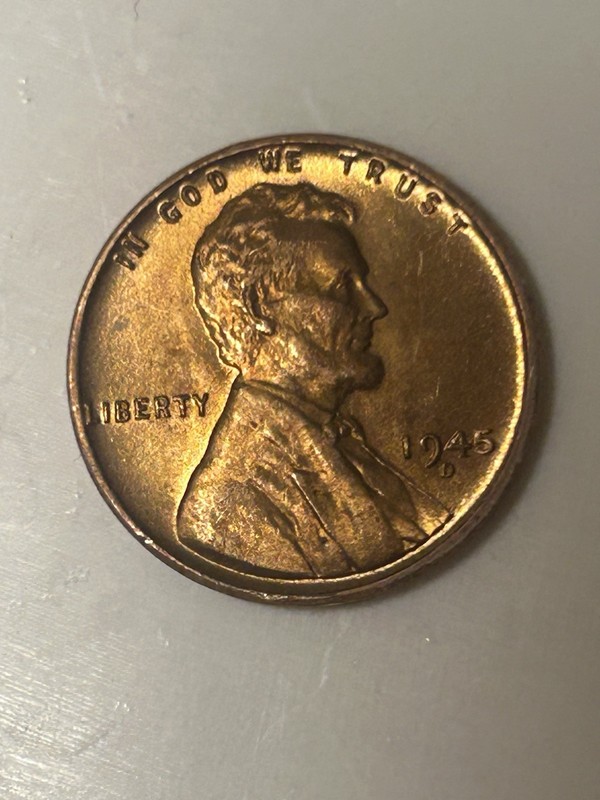 1945-D Lincoln Wheat Cent Penny GEM RED AU-BU WW2 Antique Gift