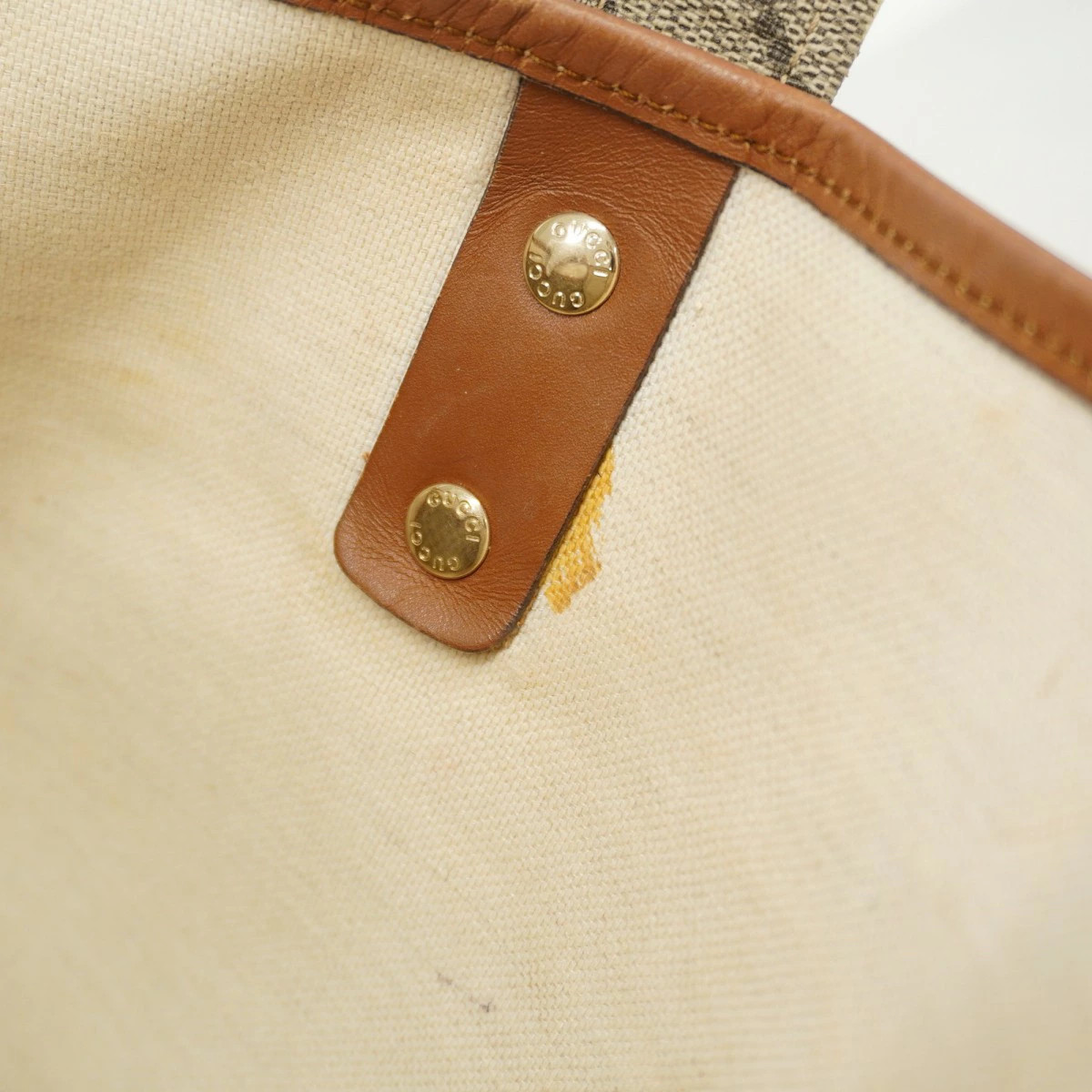 Gucci GG Supreme Sherry Leather Tote Bag Brown Champagne Gold thumbnail 9