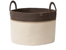 Large Woven Cotton Rope Storage Basket with Handles- Laundry,Toys & Blankets 32L