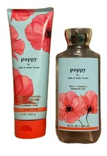 2 Bath Body Works POPPY Fragrance Shower Gel 10 Oz Body Cream 8 Oz-New