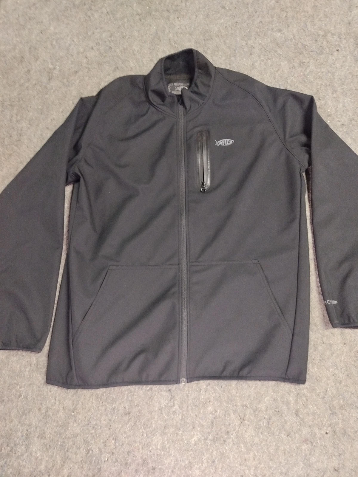 AFTCO Mens Jacket Windproof Softshell Lined XL Fishing Black