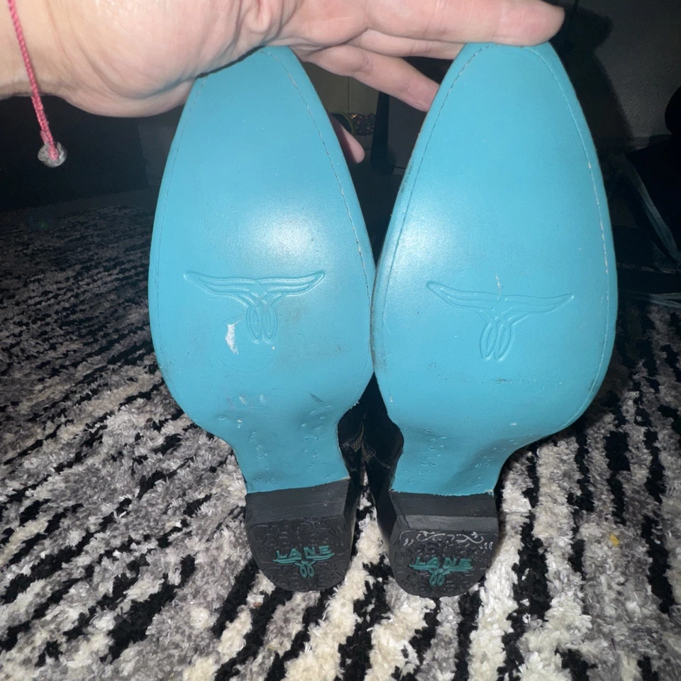 Lane SKYLIGHT Womens Cowboy Boots 8.5 Turquoise Black Western Cowgirl Mid Calf - Image 2 of 4