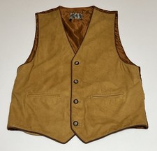 The Territory Ahead Leather Vest Mens XL Brown Tan Western Cowboy Ranch Vest