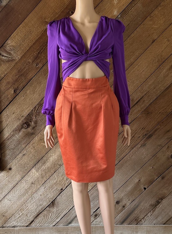 gucci purple orange dress Vintage Gucci Spring 2011 Orange & Purple Color -block Dress