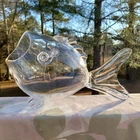 Large Blenko Style Clear Blown Glass 12" FISH BOWL VASE Art Terrarium MCM 1960's