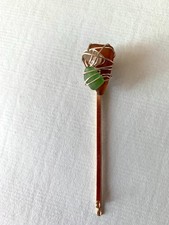 New & Handmade green, brown & white sea glass on gold colour hair grip/slide
