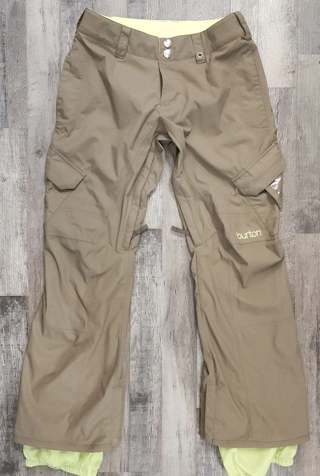 Burton Snowboard Pants Women's XS Enlo Dryride Olive Brown Cargo Ski Snow