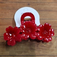 Nicole Red Flower Claw Clip Hair Accessory for Women Cute Acetate
