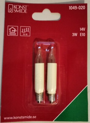 Kleinschaftkerzenlampe 14V 3 W E10 66mm, 2er Set (1049-020)