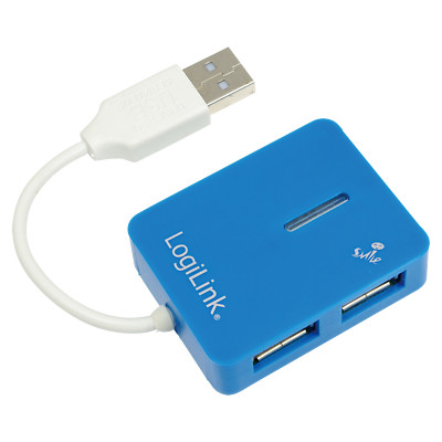 USB HUB Verteiler 4 fach 4-Port LogiLink Smile BLUE USB-A 2.0 bis 480MBit/s P&P