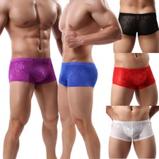 Lace Men's Underwear Boxer Briefs Shorts Sissy Panties Underwear Lingerie Trunks