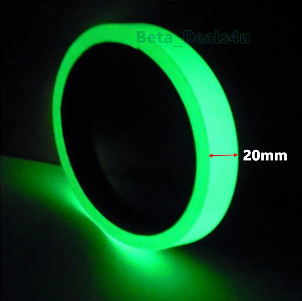 Glow In The Dark Tape Thin Sticky Neon Light Safety Switch Green Halloween 20mm - Image 2 of 4