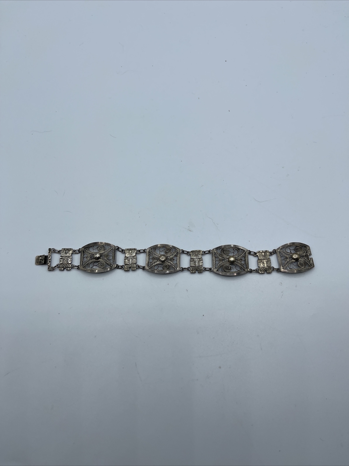 Beautiful Vintage 900 Sterling Silver Flower And Aztec Filigree ...