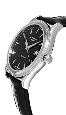 Longines Flagship Automatic 40mm Black Men's Leather band Watch L4