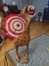 Wooden Hand Carved Giraffe Made In Kenya 