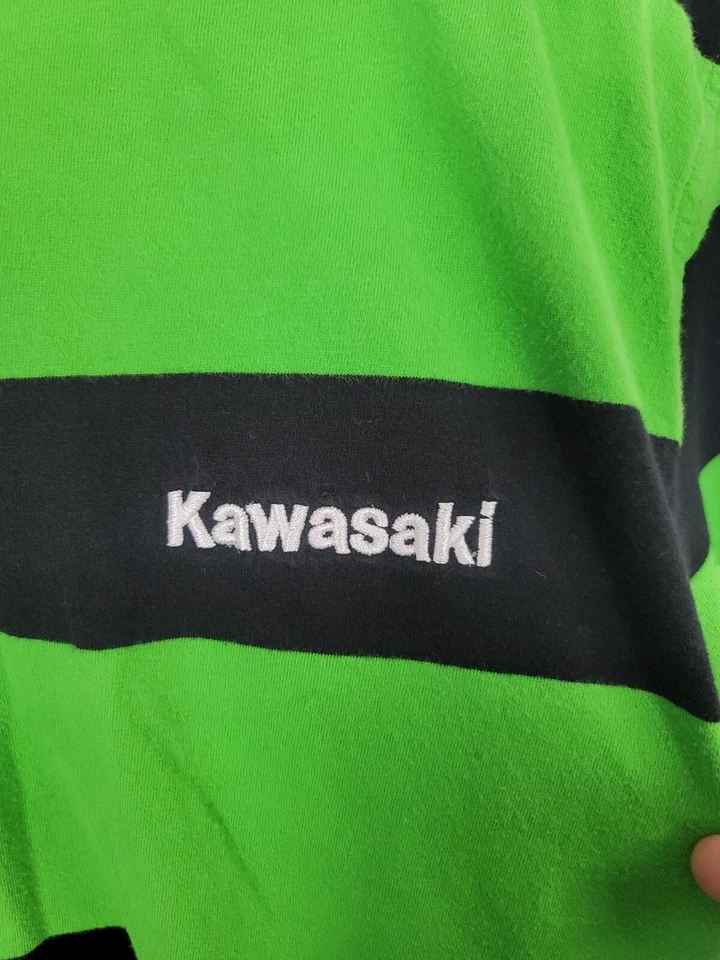 Polo Kawasaki Team Vintage Para Hombre Verde Negro Rayas Moto Racing Talla XL Foto 3 de 4