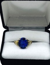 Vtg .925 Sterling Silver Deep Blue Sapphire Color Stone Cocktail Ring Size 6