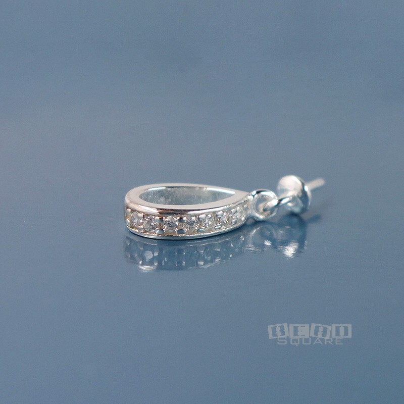 Solid Sterling Silver 7 CZ Crystal Pendant Bail Connector w/Cap