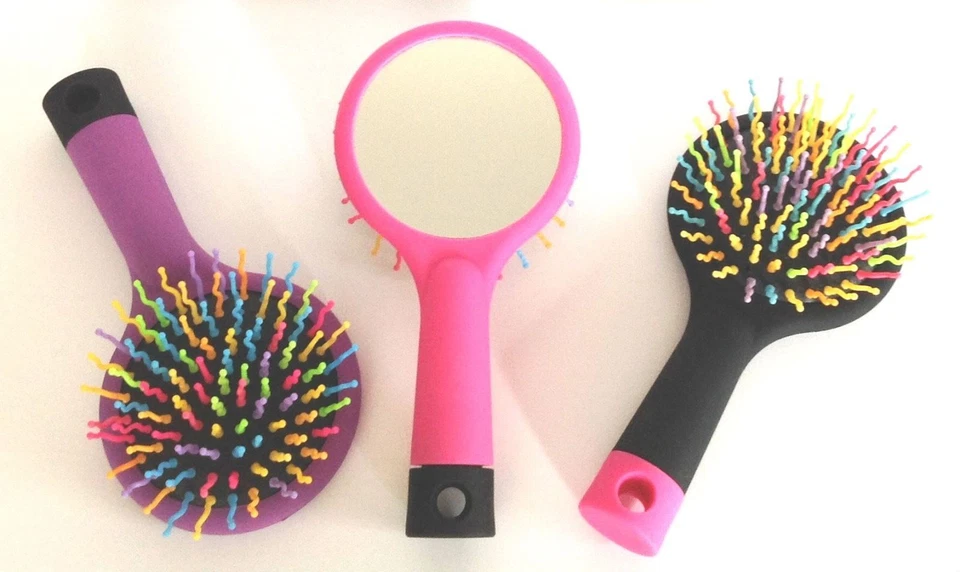 Rainbow Volume S Brush Detangling Hair Brush Multi Color with Mirror 2pk  - Image 3 of 4
