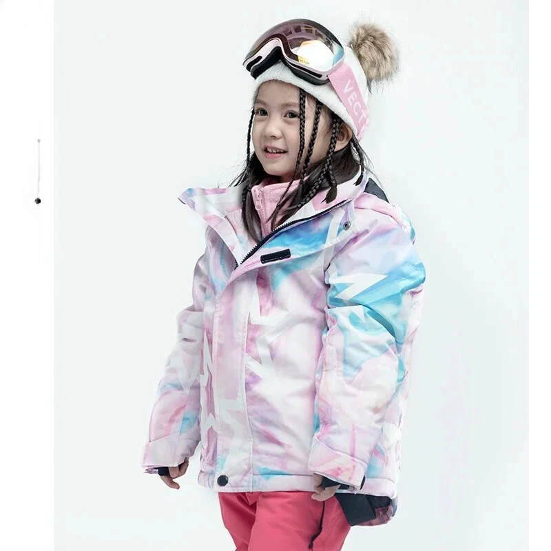 Jaqueta de esqui profissional infantil impermeável quente meninos meninas esqui ao ar livre - Imagem 2 de 4