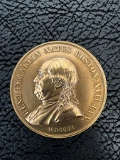 RARE Benjamin Franklin NATUS BOSTON 1880-1898 bronze medal 44mm-BM10