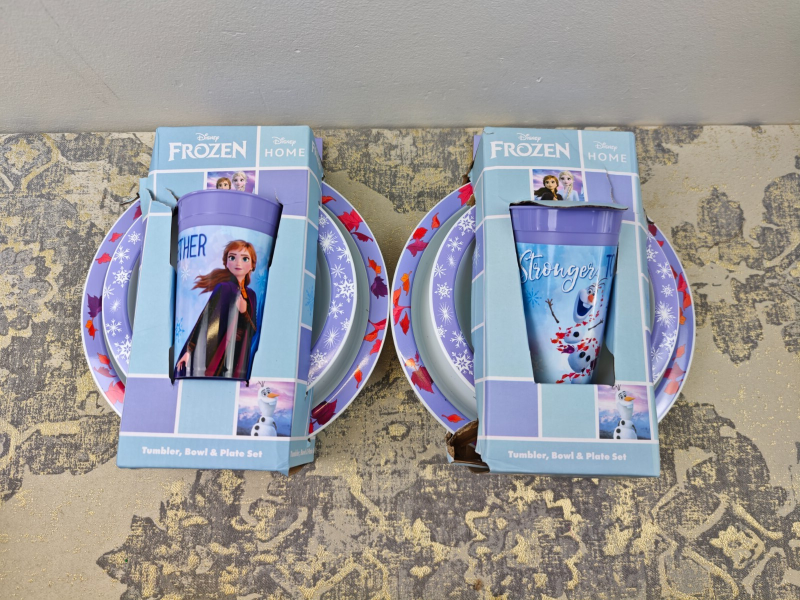 2x Disney II Frozen Kids Tableware 3 Piece Reusable PP Plate, Bowl & Cup Childre