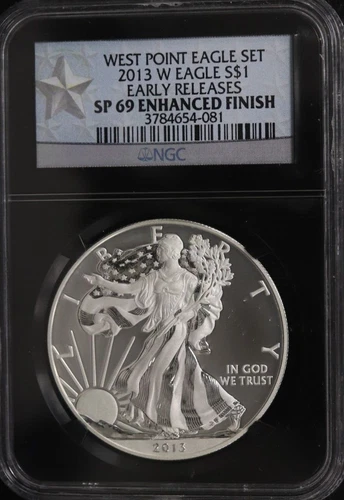 2013 W SILVER EAGLE NGC SP69 ENHANCED FINISH FROM WEST POINT SET EARLY RELEASES