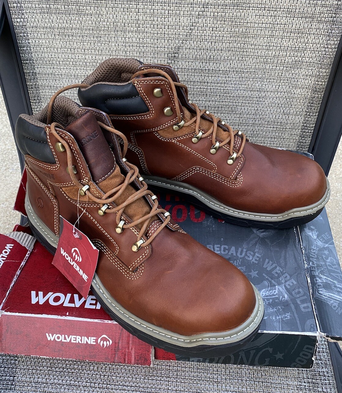 Wolverine Men's Raider Durashocks 6" CarbonMax Leather Brown Boots Size 14 M