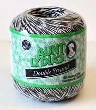 Aunt Lydia's Double Strand Crochet Thread Black White NIP Coats Clark Lydias