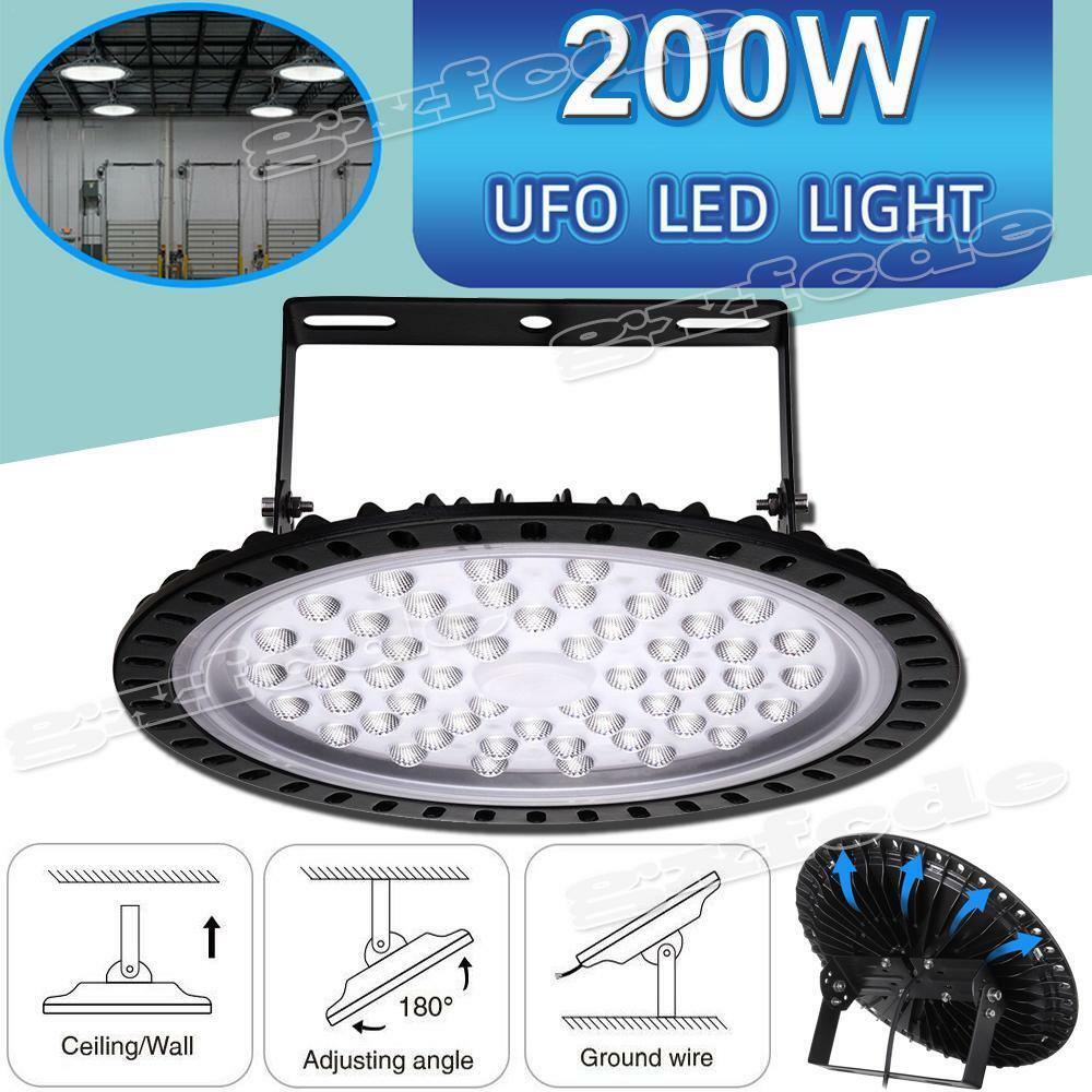 200W UFO LED High Bay Light Warehouse Shop Gym Industrial Light