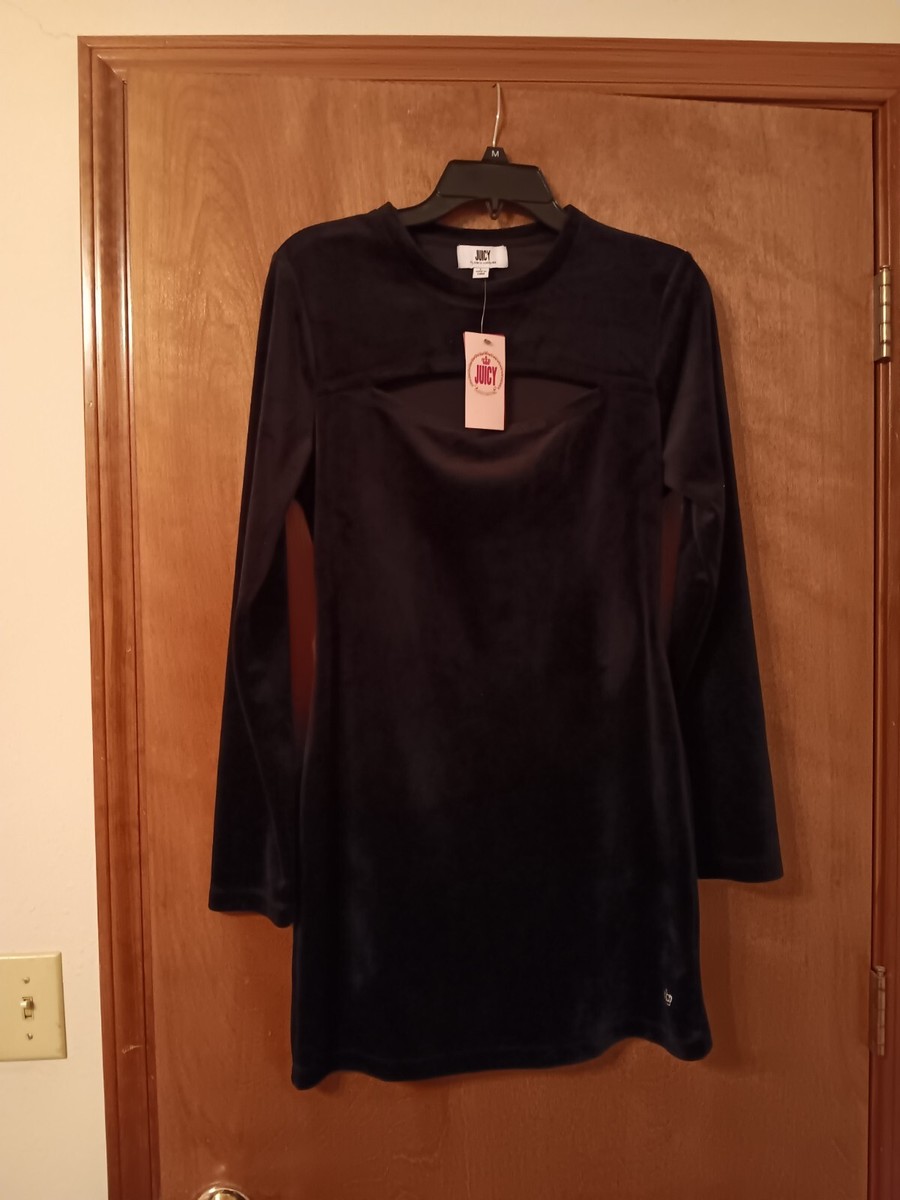 Juicy By Juicy Couture Black Velour Long Sleeve Cut-Out Bodycon Dress Large  NWT | eBay