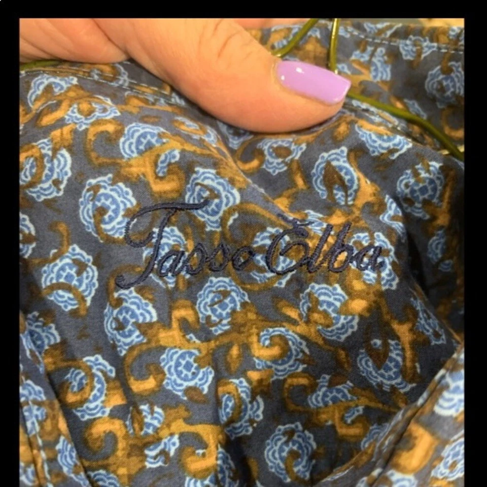 Camisa manga larga con botones con patrón geométrico Tasso Elba Foto 2 de 4