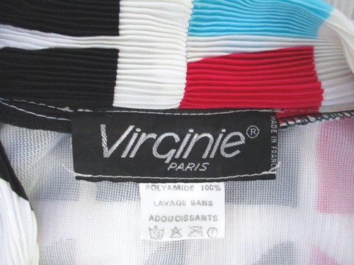 Vestido de Colección Años 80 Virginie Paris Geométrico Micro Acordeón Plisado Dobladillo Vendaje L/XL - Imagen 8 de 8