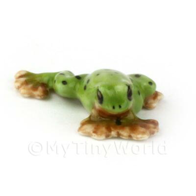 Miniatur Keramik grüner Stretchfrosch